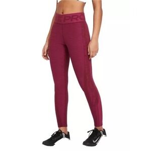 Nike Pro Hyperwarm Burgundy Textured Training Leggings Insulated Warm Women's S